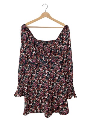 VERO MODA Langarmkleid Damen Kleid Gr. DE 34 hellorange-weiß-pink Casual-Look