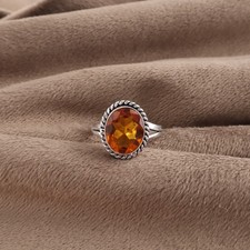 Citrine Gemstone 925 Sterling Silver Oxidized Unique Jewelry Ring Gift For Women