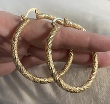New Hoop Earrings 55mm Yellow Gold Tone Diamond Cut