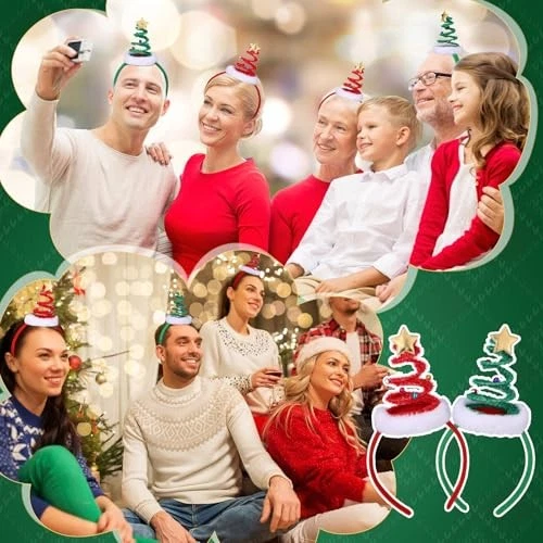  12 Piezas Diademas Árbol de Navidad con Campanas Estrella Primavera Navidad Papá Noel  Foto 4 de 4