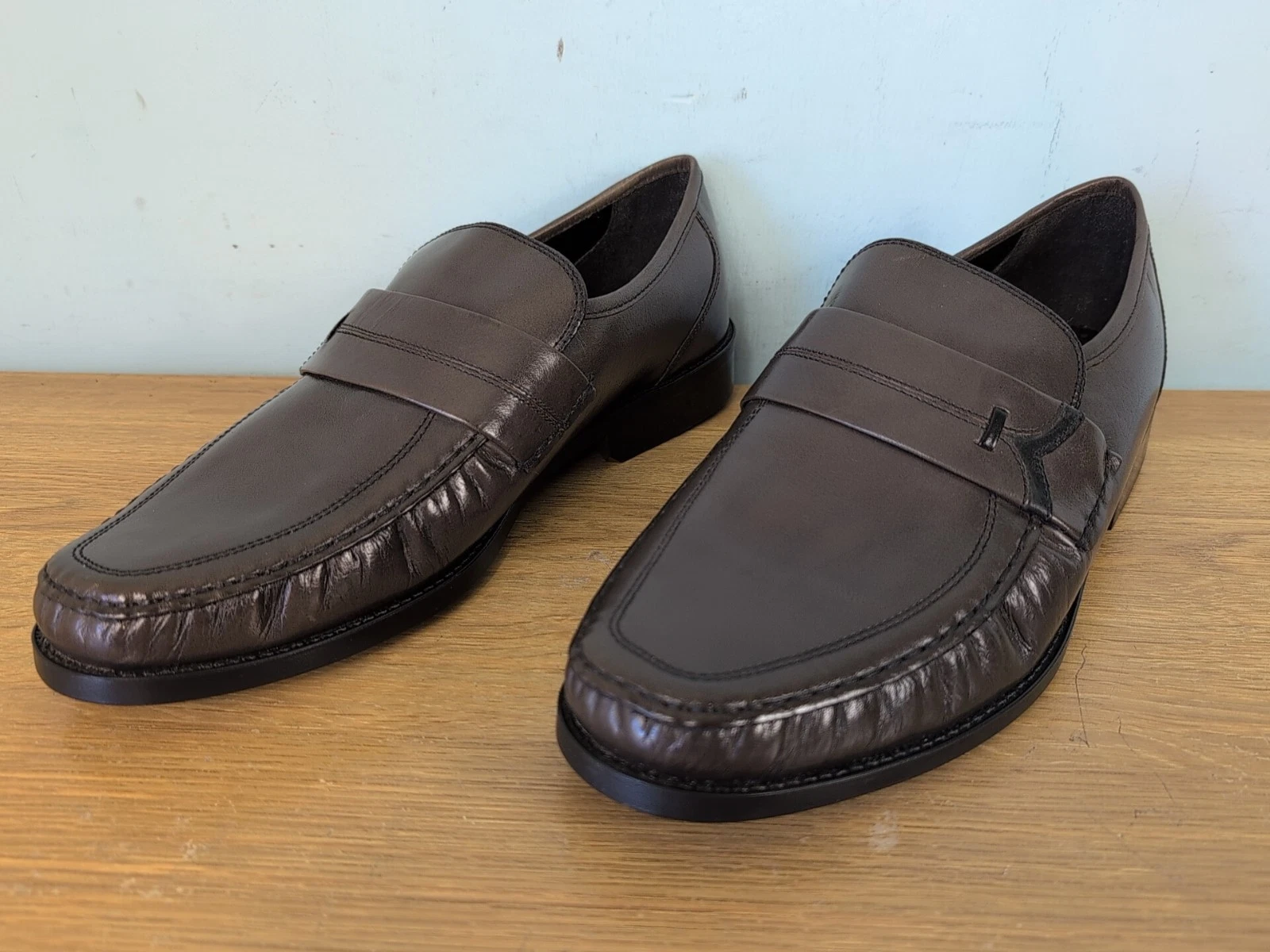 Mocassino uomo Clarks grigio pelle scarpe extra larghe taglia UK 11.Mai indossato.