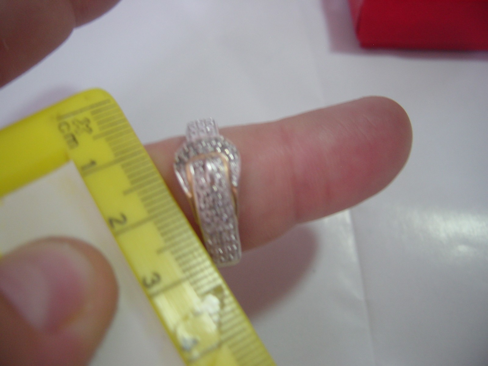 Solid Silver &gp-buckle Ring-small sparkling diam… - image 8