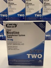 Rugby Clear Nicotine Transdermal System Patch, Step Two 14 Each Box 14mg.