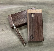 Black Walnut Wood 4" Dugout Stashbox w  Poker & One Hitter Pipe- Made In The USA