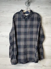 Weatherproof Vintage Shirt Mens XL Blue Plaid Flannel Button Up Long Sleeve