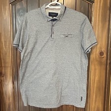 Ted Baker London Mens Short Sleeve Polo Size 5 Blue Pinstripe