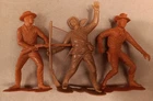 VINTAGE  LOUIS MARX  Cowboys and shot Pioneer 6” PLASTIC FIGURES