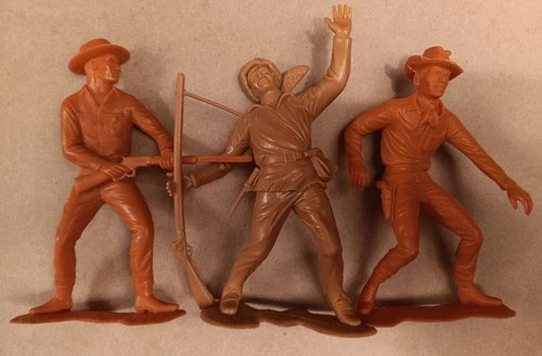 VINTAGE  LOUIS MARX  Cowboys and shot Pioneer 6” PLASTIC FIGURES