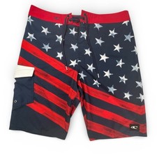 O'Neill Mens American Flag Board Shorts 32 Stars Stripes Patriotic Swim Trunks
