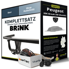 Für PEUGEOT 206 Break SW Typ 2E,K Anhängerkupplung starr +eSatz 13pol uni. 02-