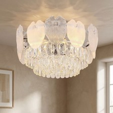 Globo Lampada da Soffitto con Cristalli Cromata Cucina 50 cm Diametro