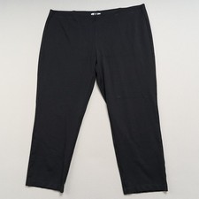 Eileen Fisher Black Pants Womens Sz L Pull On Cropped Stretch Italian Fabric
