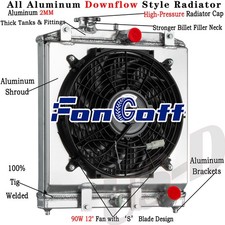 Aluminum Radiator+Shroud Fan For 1992~01 Honda Civic EG EK Del Sol Integra