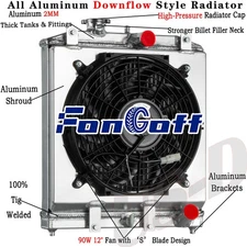 2Row Aluminum Radiator+Shroud Fan for 1992-01 Honda Civic EG EK Del Sol Integra