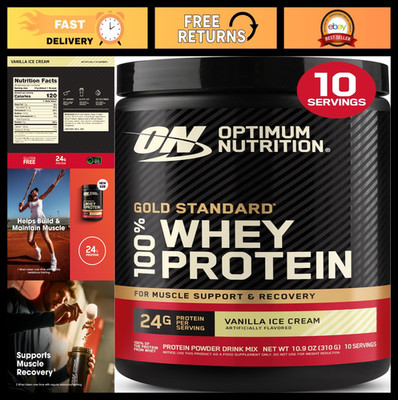 100% Whey Protein Powder Vanilla Ice Cream 24g Protein BCAAs Gluten Free Easy Mi