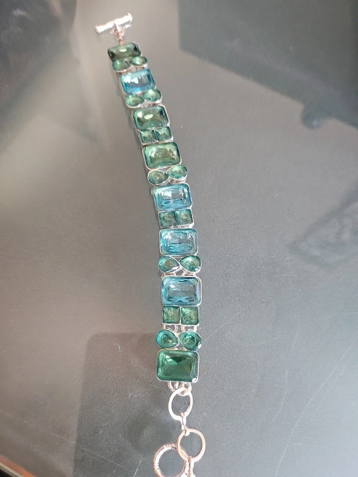 Pulsera Tenis Topacio Místico Silvertone 7-8" Nueva Sin Etiquetas Foto 4 de 4