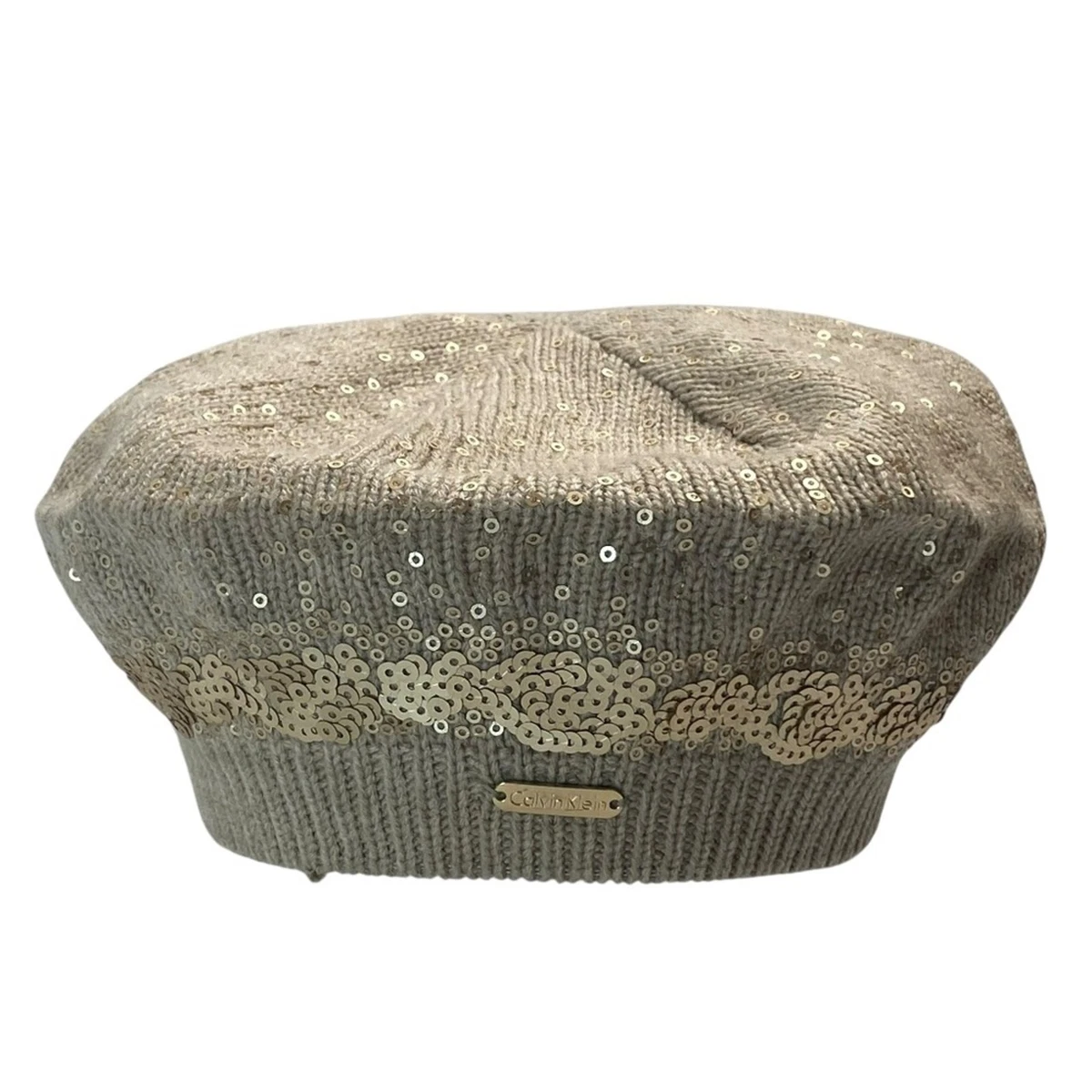 CALVIN KLEIN Beret with sequence 1064 A2KH1328 in Taupe Calvin Klein Beret Hats for Women for sale | eBay main image 4