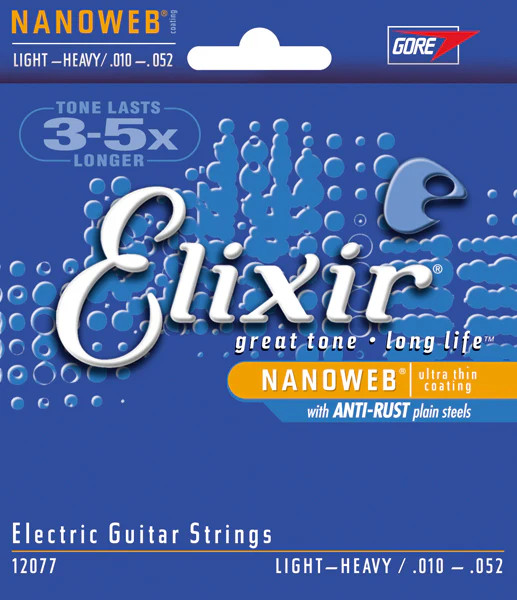 Струны для электрогитары Elixir 12077 Light-Heavy 10-52 Nanoweb 3390₽