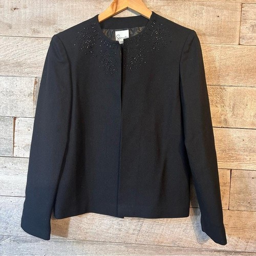 Givenchy, Vintage Givenchy women's black beaded open lightweight evening jacket