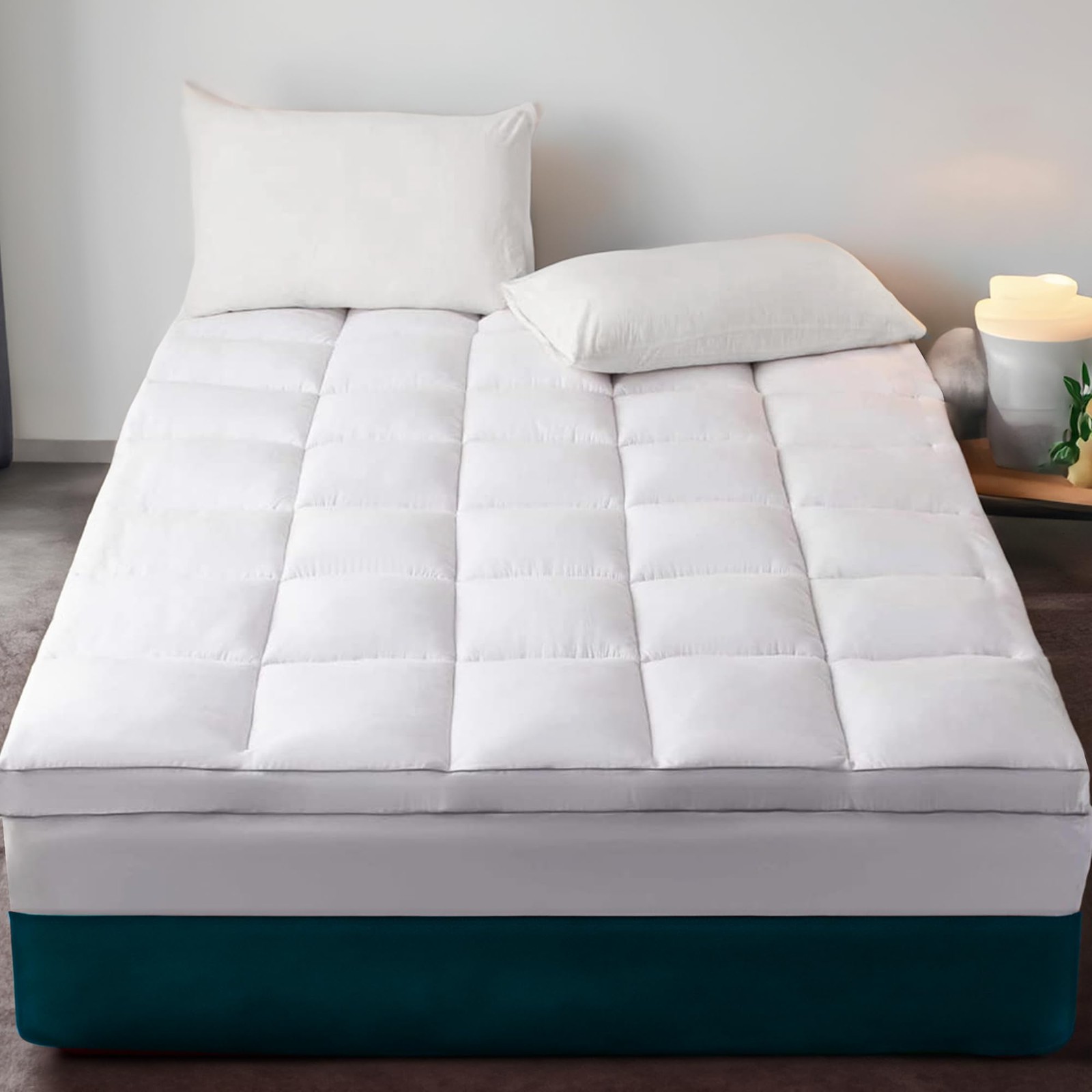 California King Adjustable Mattress Cover, White, Vinyl-Free