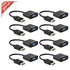 Versatile 8-Pack DisplayPort to VGA Adapters - Gold-Plated for Clear Display