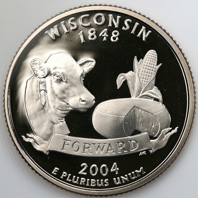 #ad 2004 S Gem Proof DCam Wisconsin WI State Quarter CN Clad $2.95