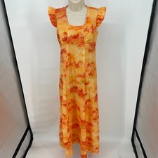 Vintage 60s 70s Hukilau Fashions Tropical Hawaiian Maxi Dress Sz 8 Travel Beach
