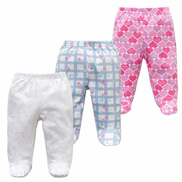 Newborn Baby Footed Pants Cotton Wear Boy Girl Trousers Kid Infant