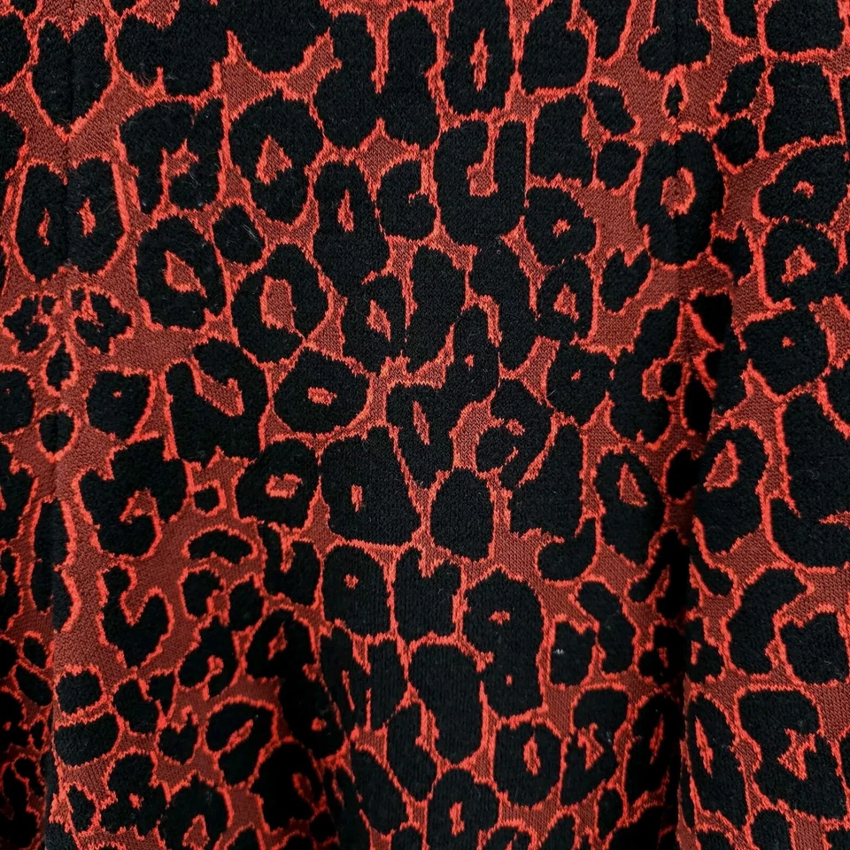 A.L.C Ellington Flounce Вязаная Юбка Красный Черный Леопард Животный Принт Текстурированная МАЛЕНЬКАЯ - Изображение 3 из 4
