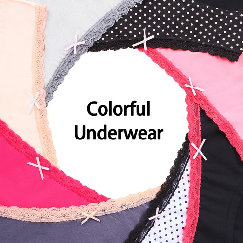 6PK Womens Cotton Underwear Lace Hipster Panties Briefs Assorted Colors - Picture 2 of 8
