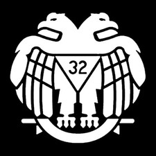 32nd Degree Scottish Rite Masonic Vinyl Decal - White 6 Inch