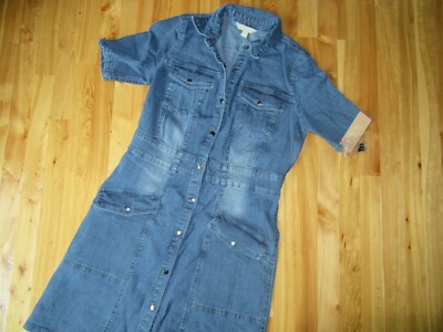 Hope & Harlow 6 Indigo S/S Pockets Snap Up Dress Denim NWT Very NICE $118