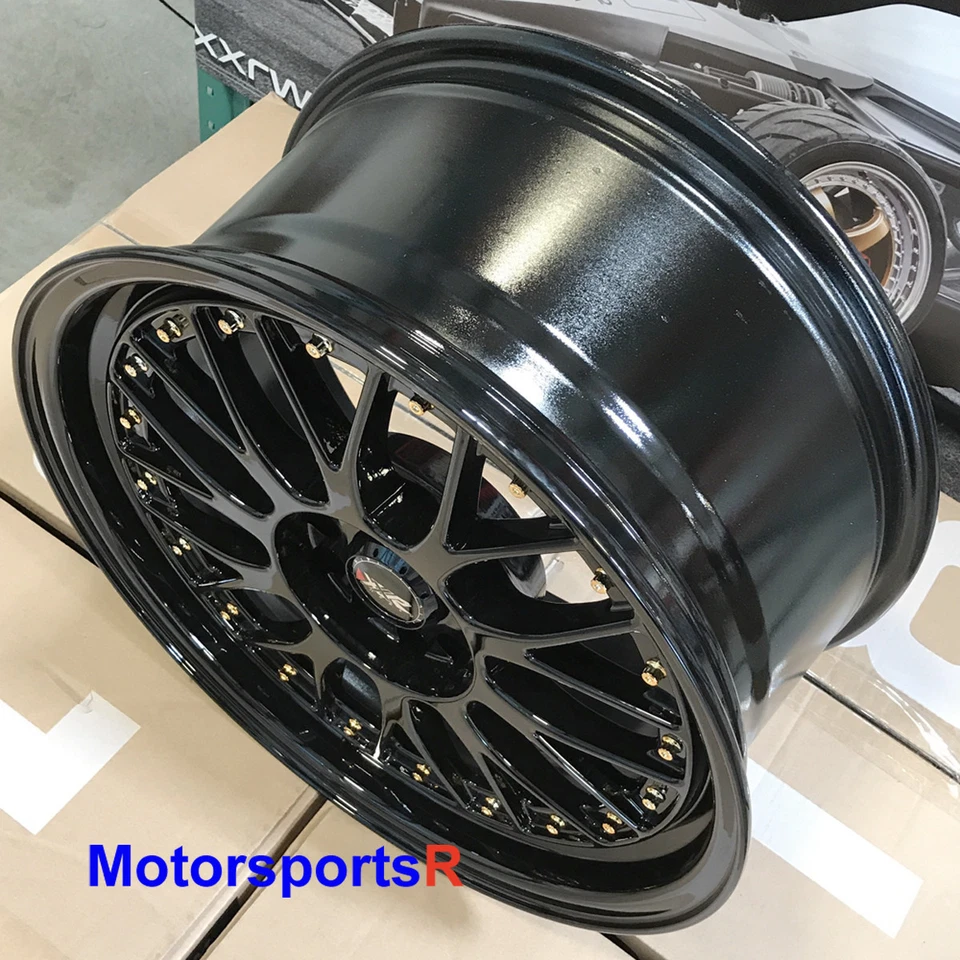 XXR 521 18x8.5 +35 Black Gold Rivets Rims Wheels 5x100 18 Toyota 86 16 Scion FRS Foto 2 de 3
