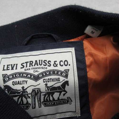 Levis Jacket Mens Medium Navy Blue Full Zip Flight Satin Unfilled MA-1 Bomber - Picture 4 of 17
