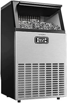 EUHOMY Commercial Ice Maker Machine,100lbs/24H Stainless Steel Under Counter Use