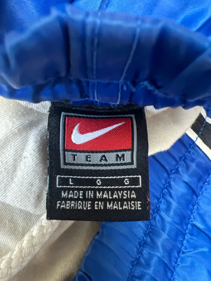 Bermuda de corrida masculina vintage Nike Team forrada # 17 azul preta tamanho G/G - Imagem 4 de 4