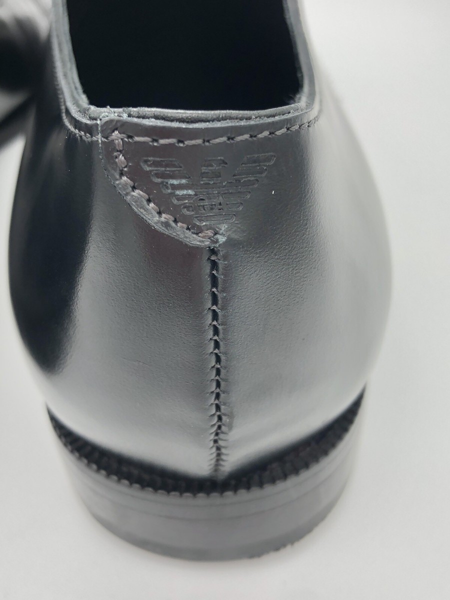 EMPORIO ARMANI Men's Black Leather Lace-up Dress Shoes UK 7.5 US