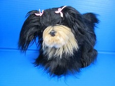Aurora Plush Puppy Yorkshire Terrier Dog Black Brown Pink Bows Soft 10"