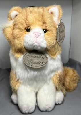 Russ Berrie Yomiko Orange Tabby Cat 8  Sitting Position Small Spot On Leg.