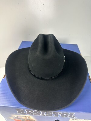 RESISTOL 4XXXX-BEAVER ウエスタンハット 7 1/8 Resistol 4X Beaver Black Suede Cowboy Hat - Size 7-1/8” L 4 1/4