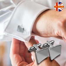 Luxury High Quality Men Bended Square Cufflink Cuff Link Silver Stainless Steel