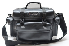 13" Vintage Ambico Black Padded Bag L Camera Camcorder Shoulder Strap Leather