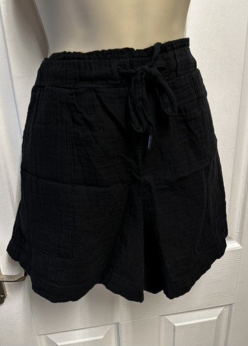 Womens Gap Relaxed Drawstring Black Linen Shorts BNWT Free Post - Picture 3 of 16