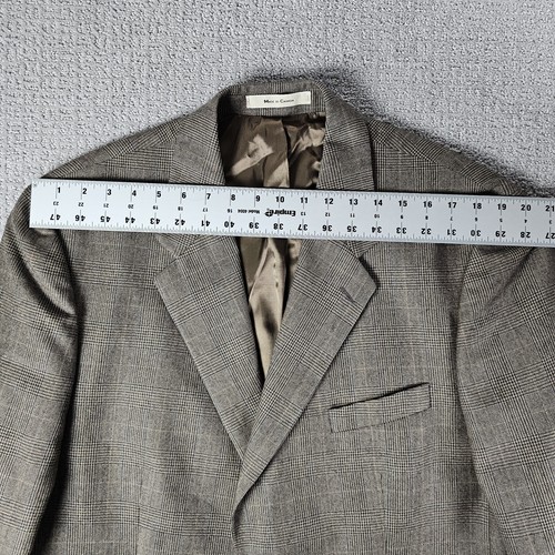 Chaps Ralph Lauren Suit Jacket Blazer Mens 46R Brown Checked Lord & Taylor Wool - Picture 7 of 7