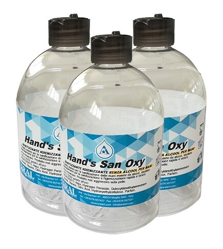 3 Flaconi Sanitizzante Igienizzante 500 ml pronto all'uso conforme