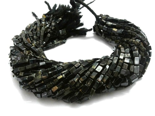 5 Strand Natural Black Tiger's Eye Square Smooth 4x8-5x9mm Loose Beads 12"inch - Picture 2 of 8