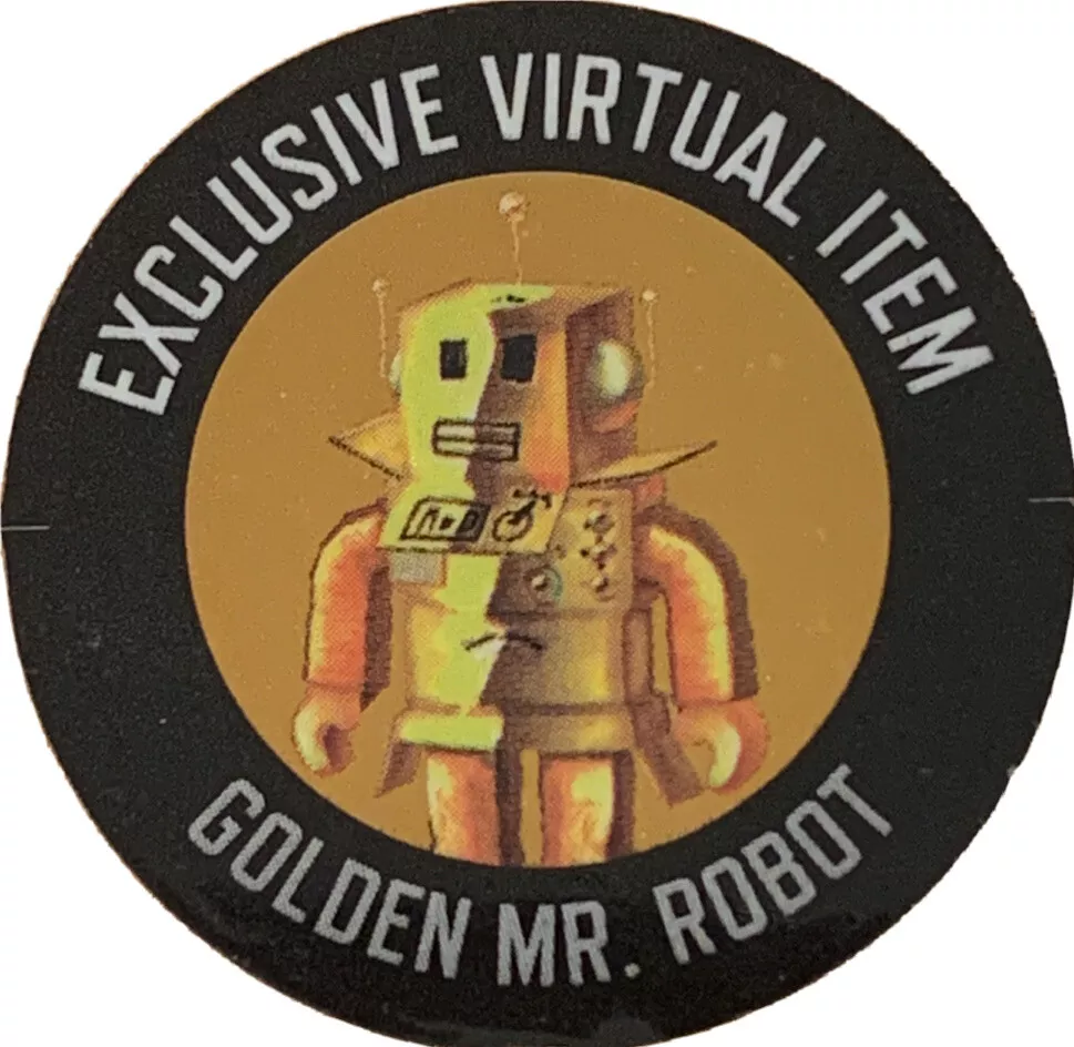 Roblox Golden Mr. Robot Virtual Item *CODE ONLY* 15th Anniversary Big Head  Gold