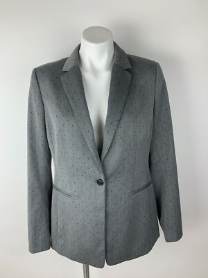 Banana Republic Gray Black Polka Dot Blazer Jacket 12 Lovely