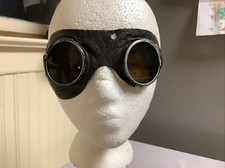 Vintage Leather Interchangeable Welding Riding Safety Goggles 3 Shades Lens Used