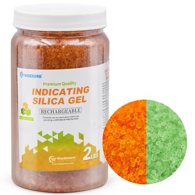 Silica Gel 2LBS Indicating Silica Beads (Orange to Green) Reusable Desiccant